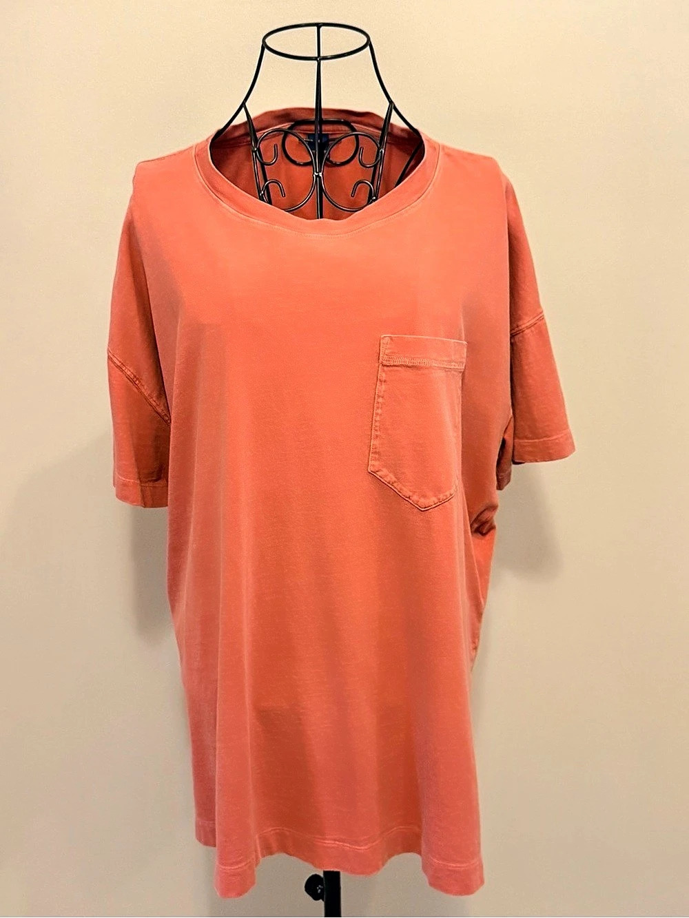 Woman's Old Navy Salmon Pink Oversized Beach Cotton Pocket T-Shirt Size Medium